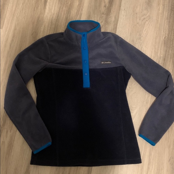 Columbia Womens Benton Springs Half Snap Pull Over Fleece Blue Navy - Picture 2 of 3